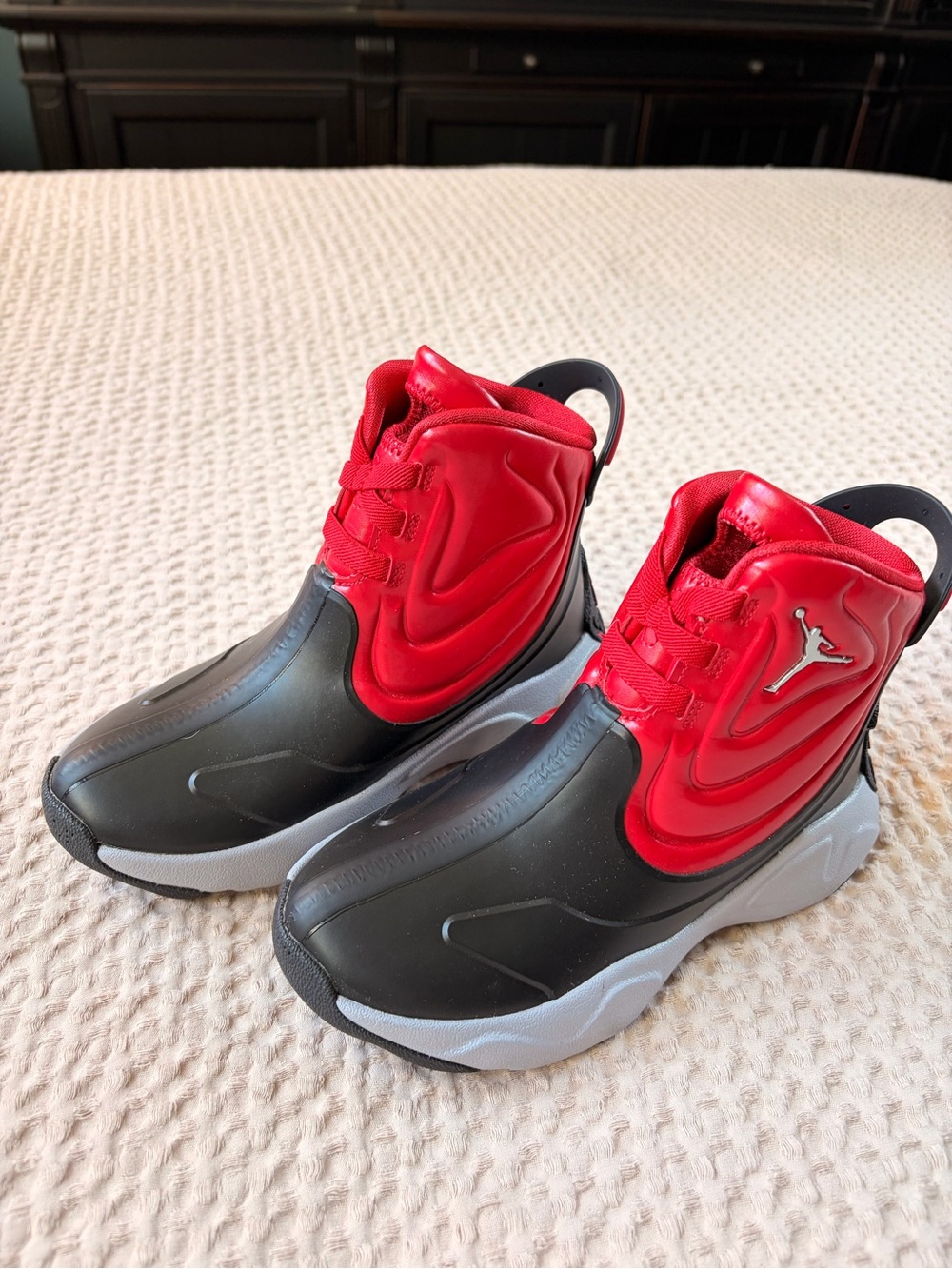 Jordan Kids Red and Black High-Top Sneakers
